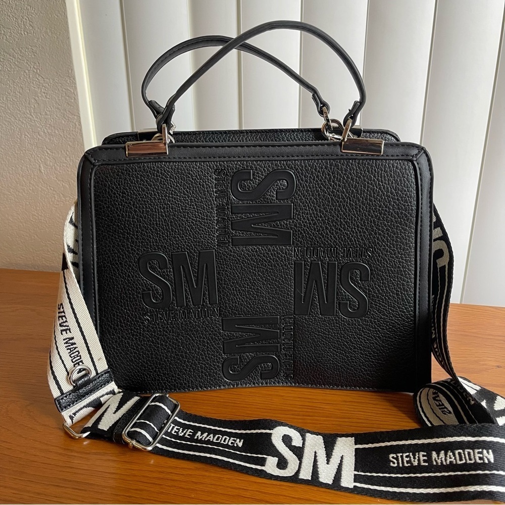 Steve Madden Bmateo Top Handle Crossbody Bag Black Faux Leather